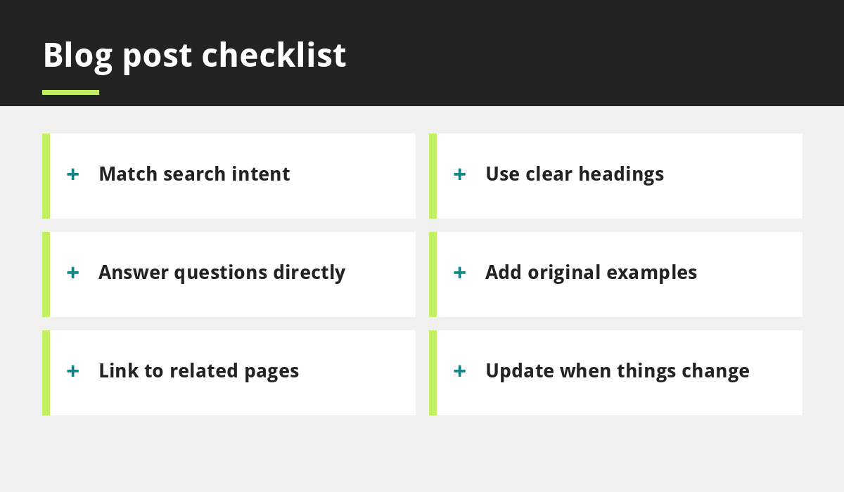Blog post checklist infographic