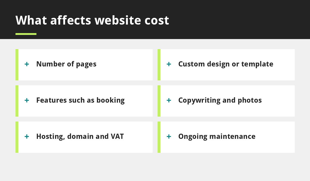 What affects website cost infographic