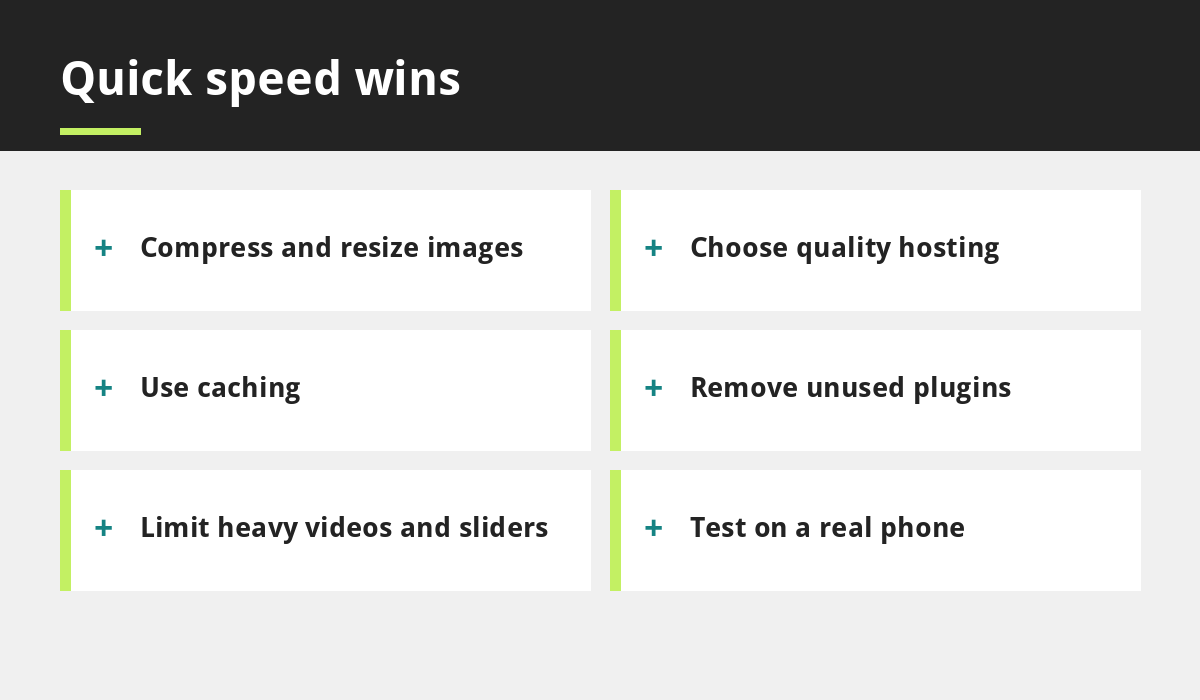 Quick speed wins infographic