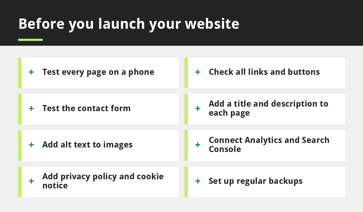 Before you launch your website infographic